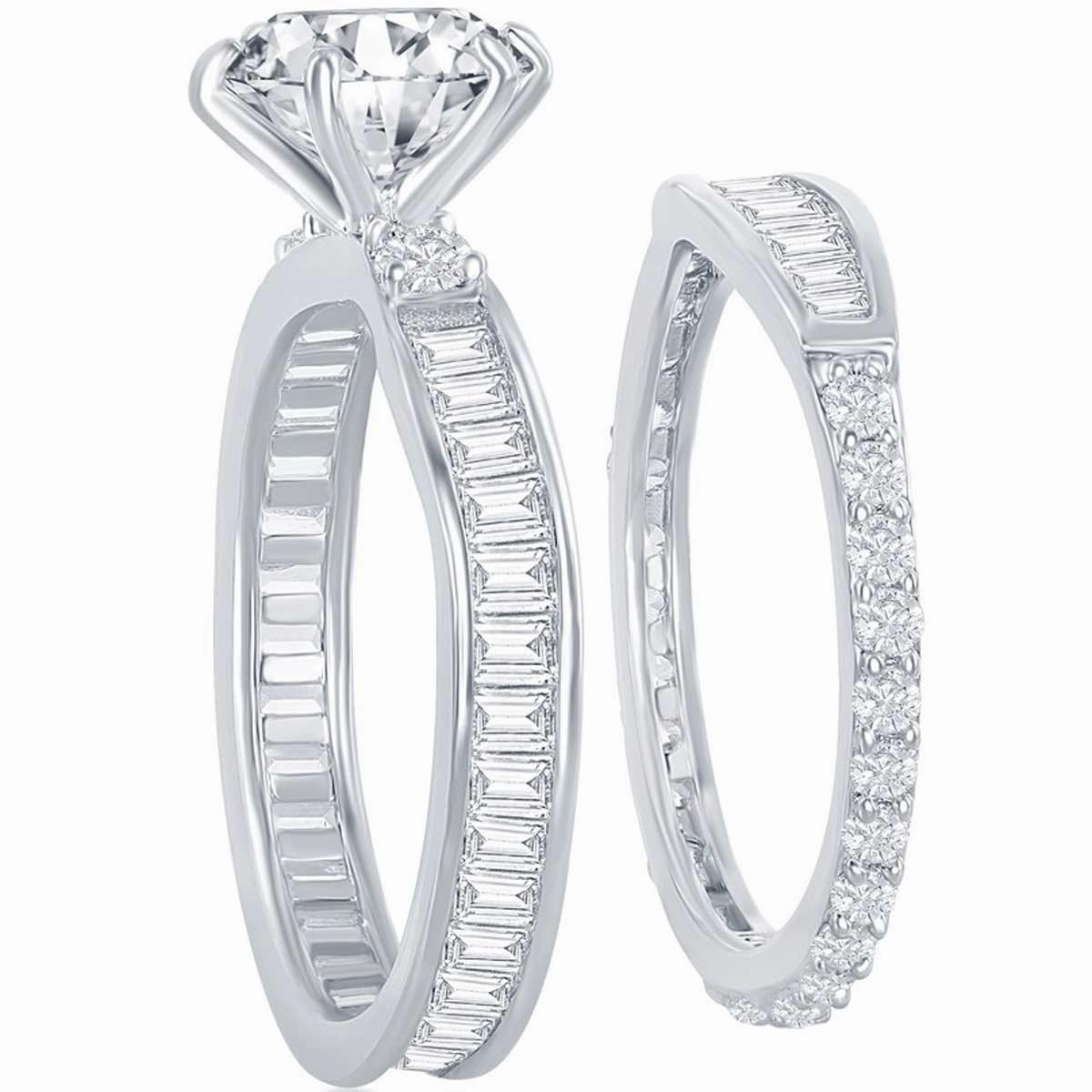 Classic Women's Six-Prong White CZ Ring Set - W-2409