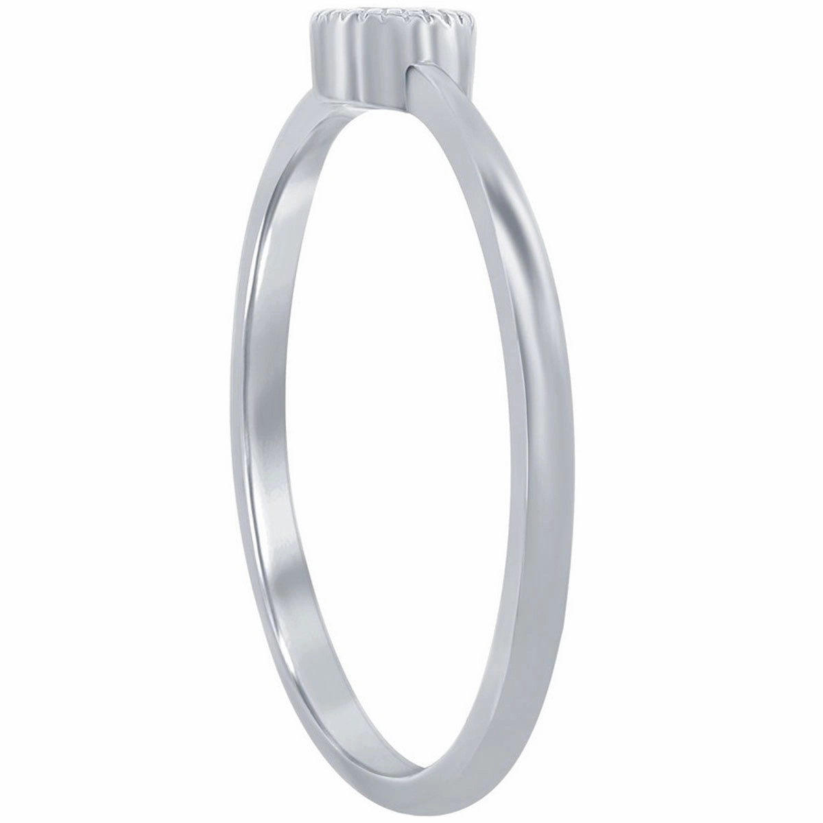 Classic Women's Sterling Silver Bezel-Set CZ Ring - W-2751