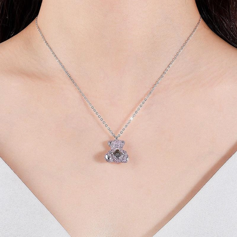 Clavicle Chain Smart Cute Bear Zircon Necklace For Women 
