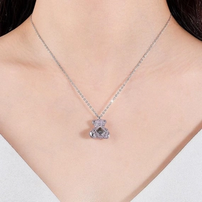 Clavicle Chain Smart Cute Bear Zircon Necklace For Women 