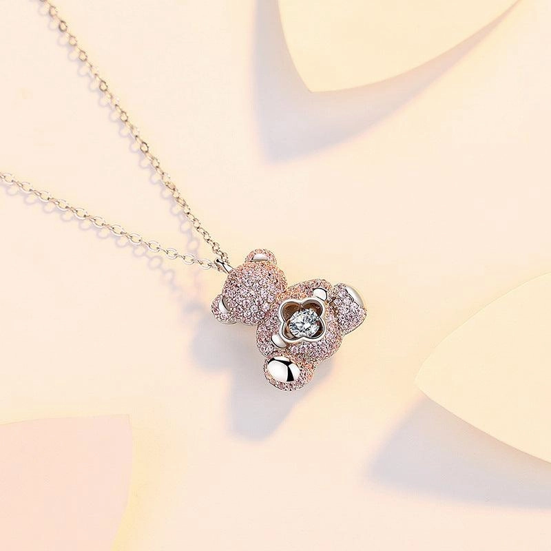 Clavicle Chain Smart Cute Bear Zircon Necklace For Women