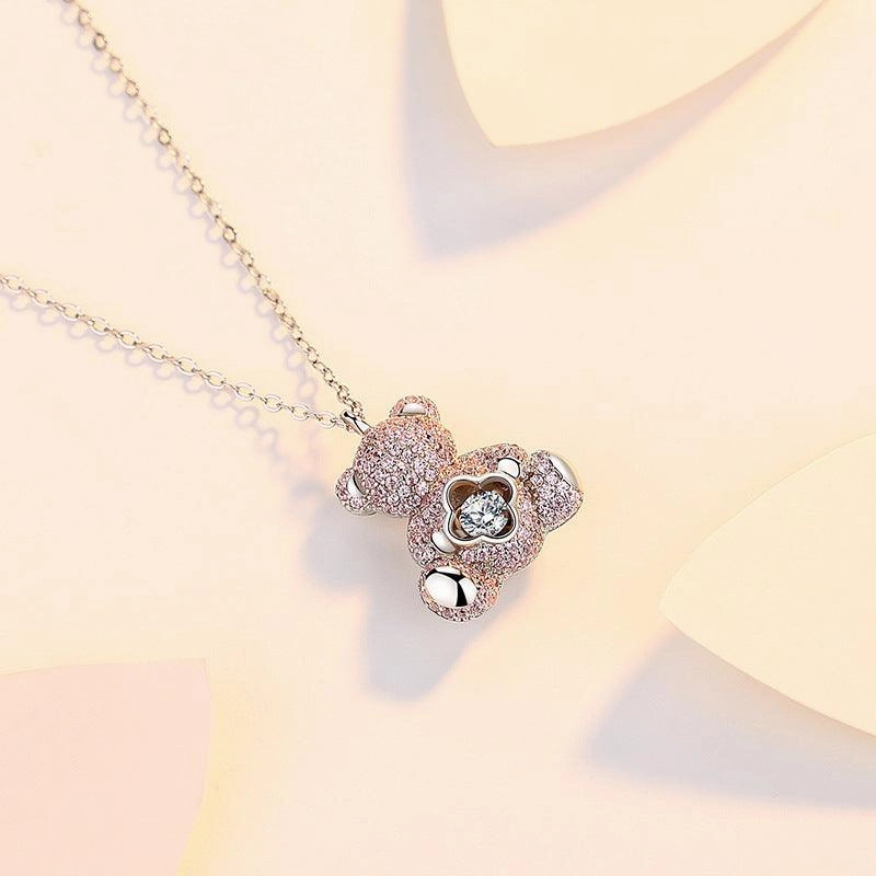 Clavicle Chain Smart Cute Bear Zircon Necklace For Women