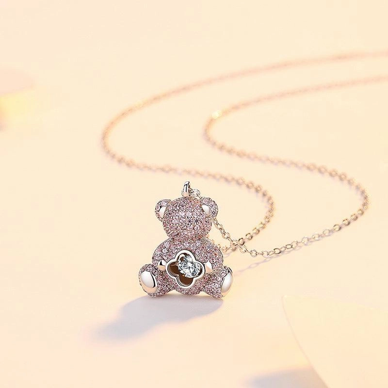 Clavicle Chain Smart Cute Bear Zircon Necklace For Women