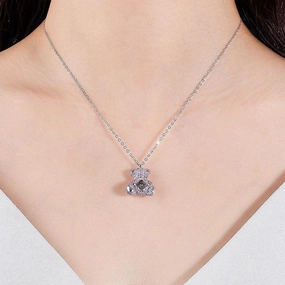 Clavicle Chain Smart Cute Bear Zircon Necklace For Women 