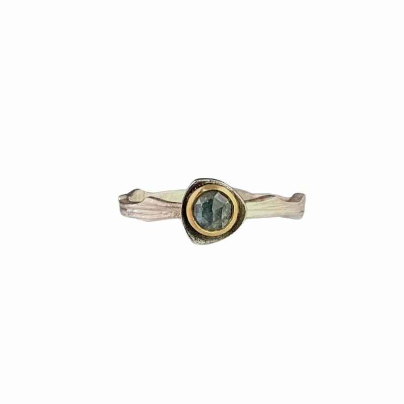 Cloud Forest Rose Cut Peridot Stacking Ring - Bright