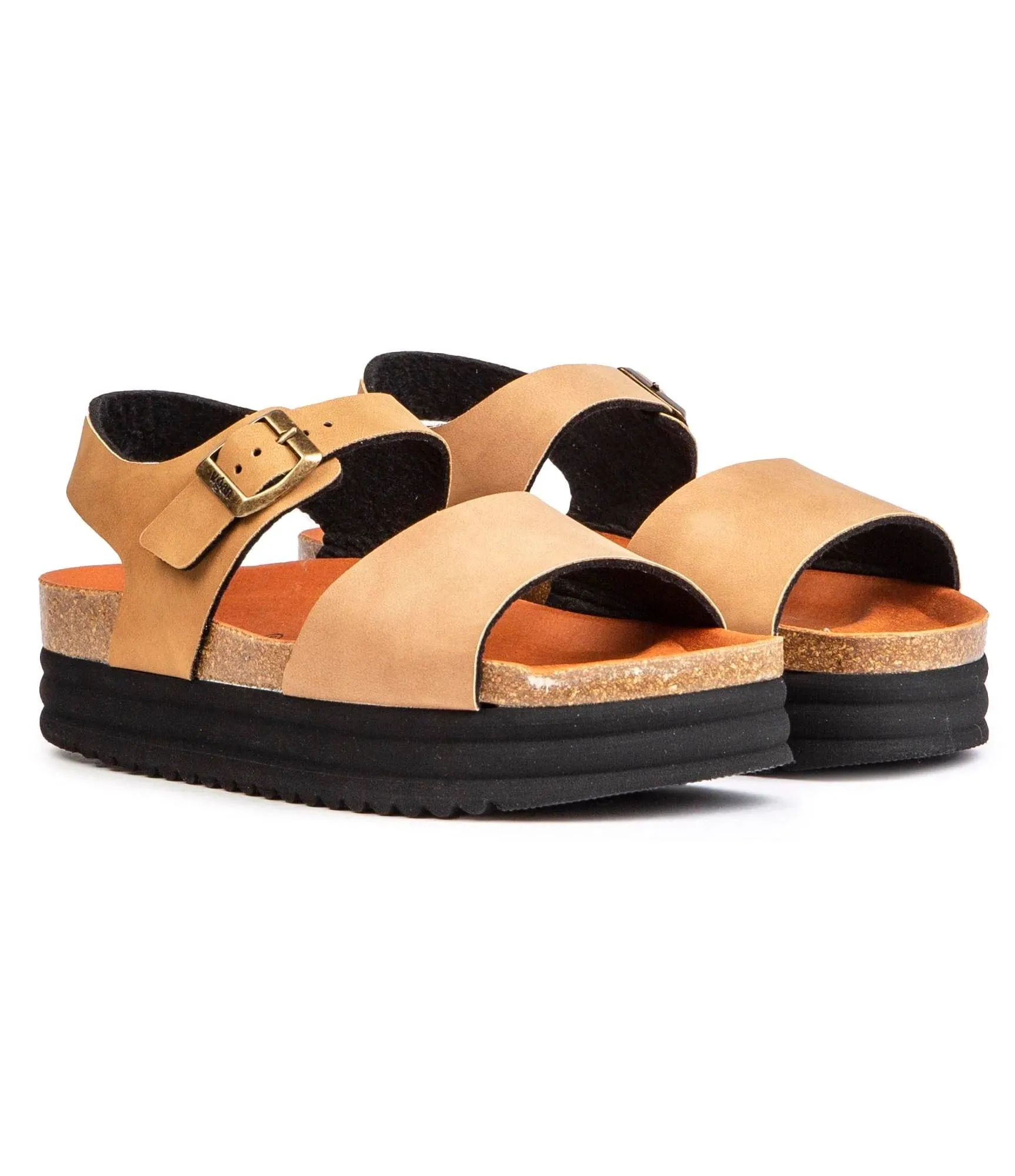Clove Damen Vegane Plateausandalen | Karamell