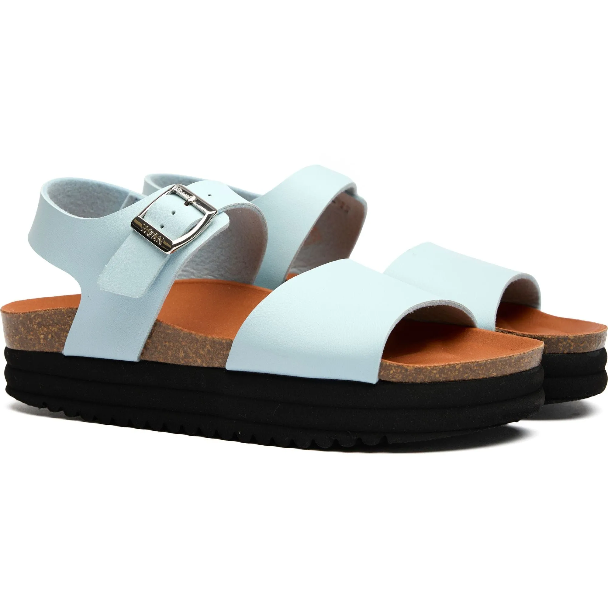 Clove Damen Vegane Plateausandalen | Hellblau