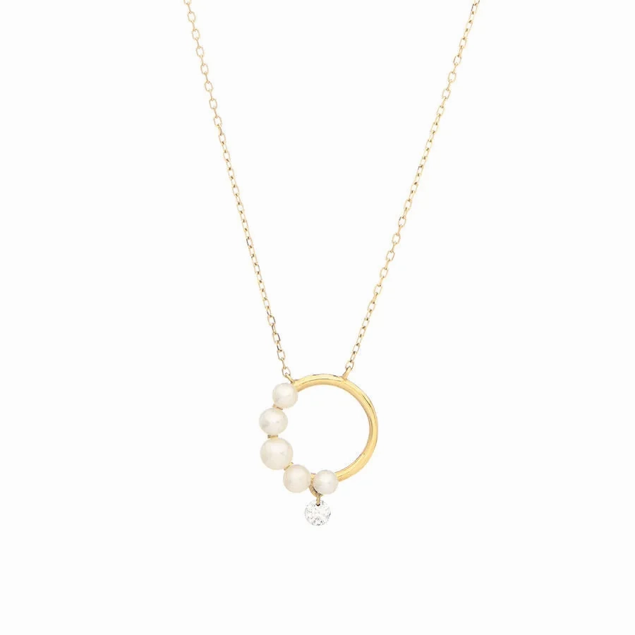 Collier Aphrodite 18K Gold Necklace w. Diamond &amp; Pearls