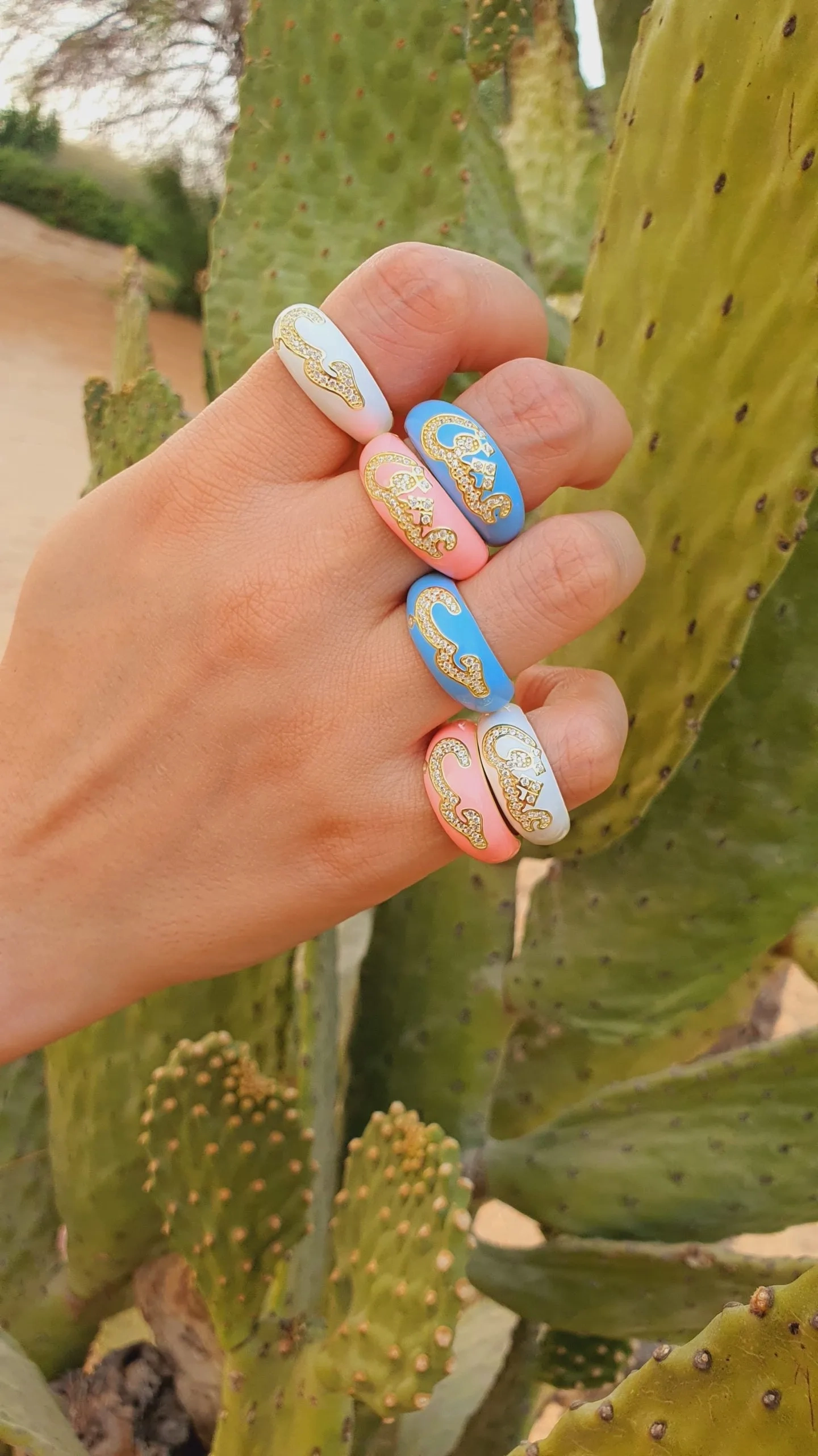 Colored Love Ring - Adjustable 925 Sterling Silver