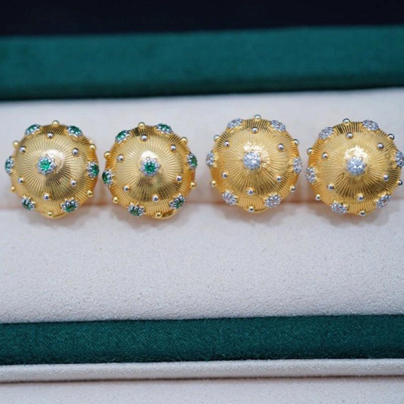 Colorful Electric Gold Textured Carving Gold Temperament Versatile Earrings