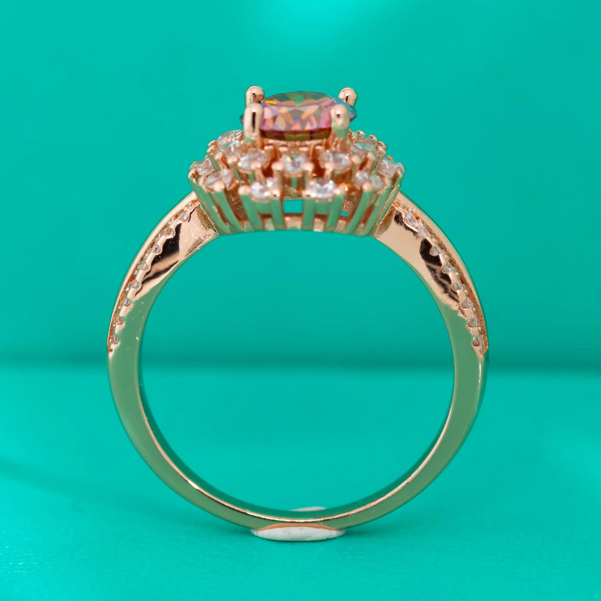 Colorful Red Moissanite Flower Ring For Women