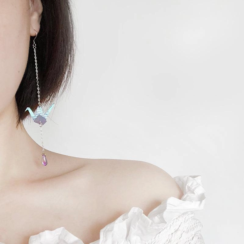 Colorful Thousand Paper Crane Earrings 
