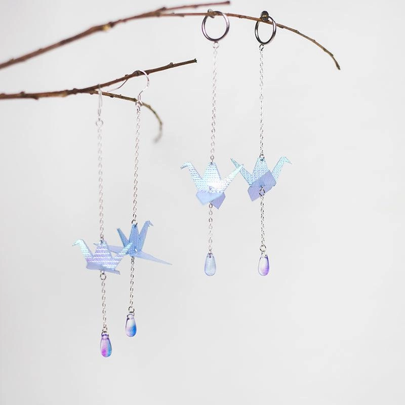 Colorful Thousand Paper Crane Earrings