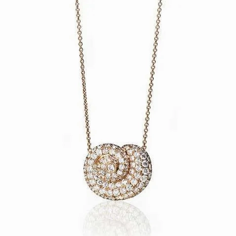 Conch Shell Dream 18K Gold, Rosegold or Whitegold Necklace w. Diamonds