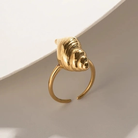 Conch Textured 18K Gold-Plated Ring 