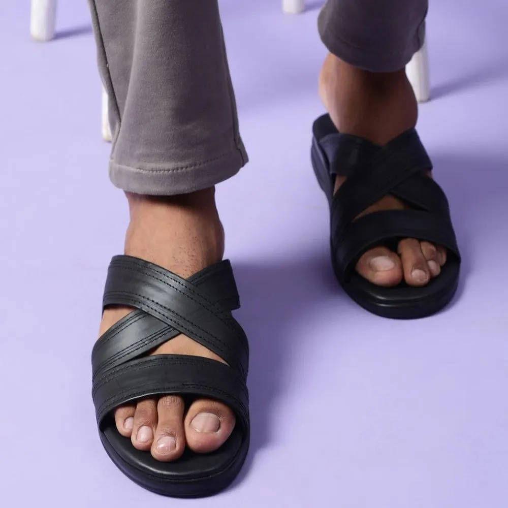Liberty Coolers Bequeme Schwarze Hausschuhe Für Herren 7123-61