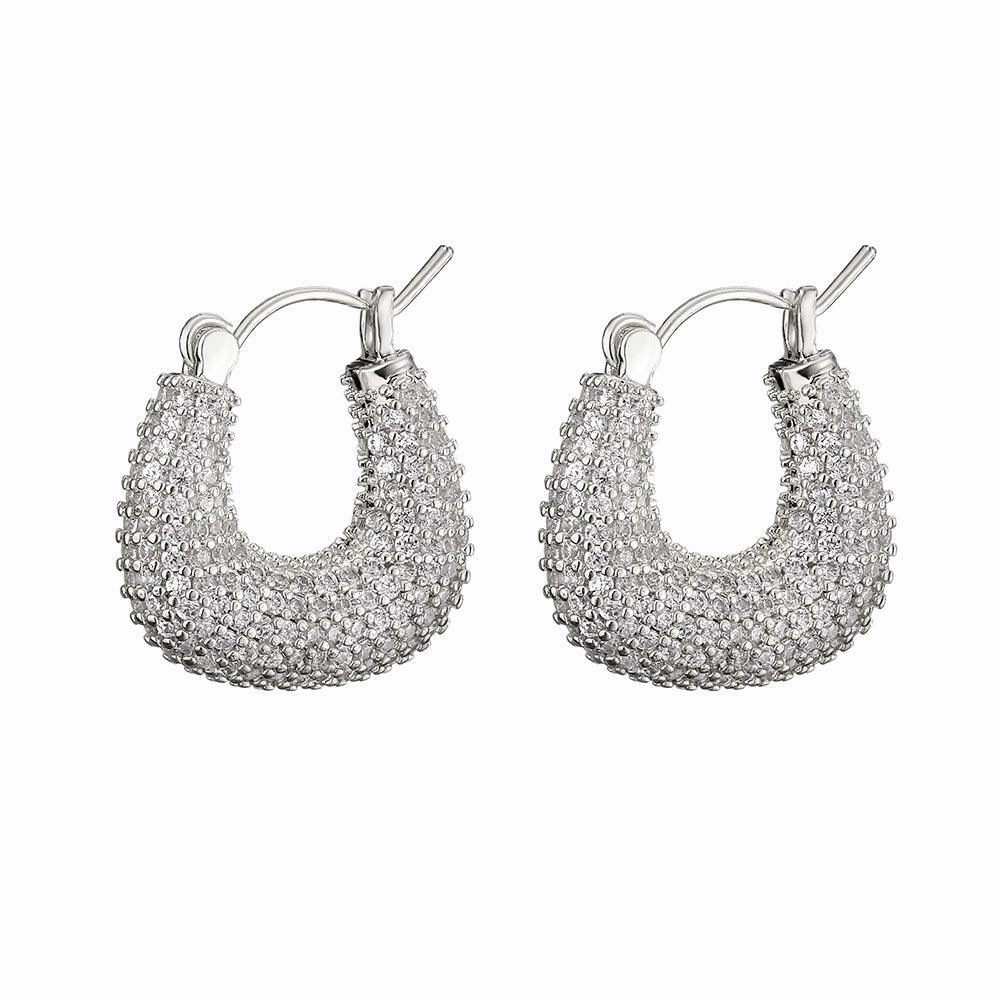 Copper Gilded Micro-set Zircon Light Luxury Retro Full Diamond Earrings