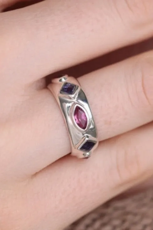Coronet Iolite &amp; Rhodolite Silver Ring