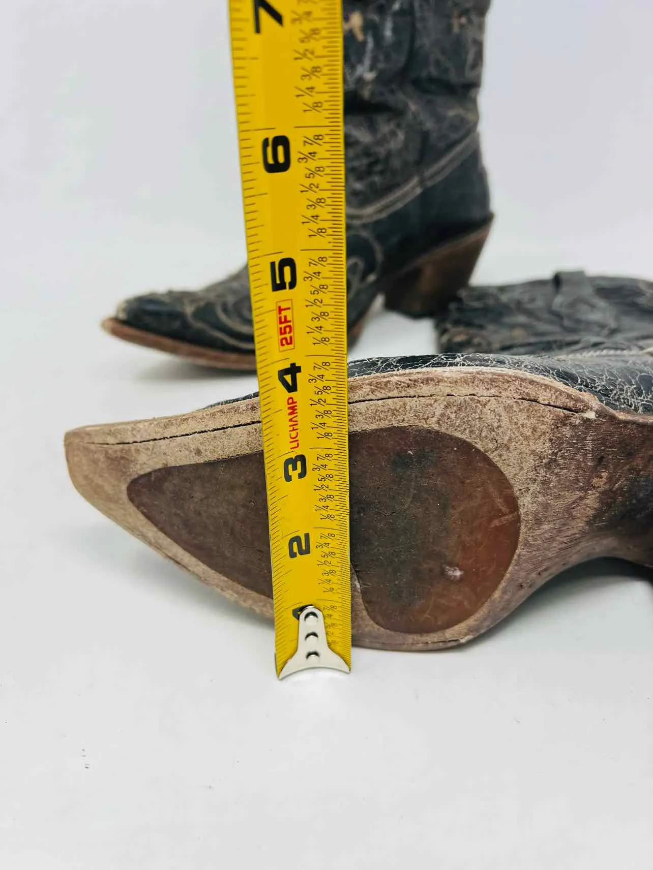 Corral Größe 7,5 Schwarz/Creme Craquelé-Leder MIT SCHUHKARTON!!! Schuhe Stiefel