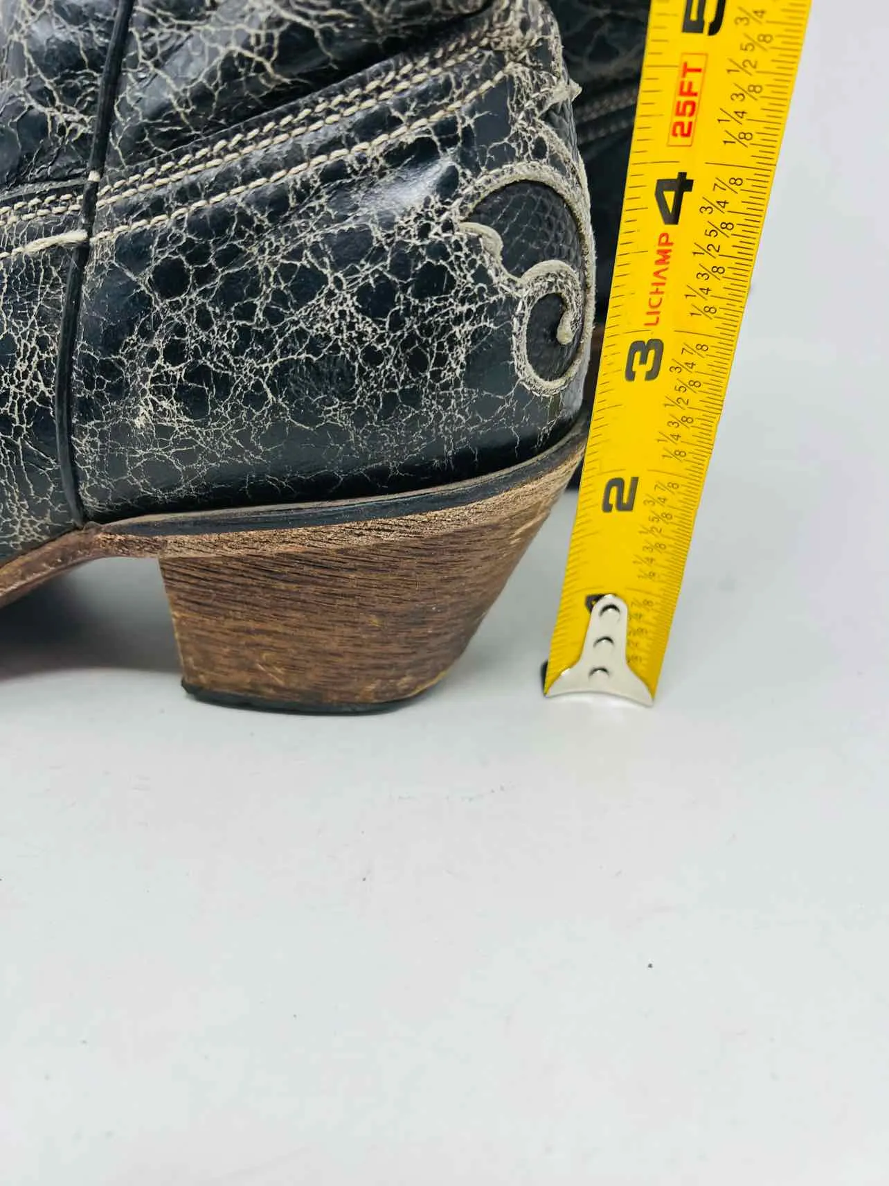 Corral Größe 7,5 Schwarz/Creme Craquelé-Leder MIT SCHUHKARTON!!! Schuhe Stiefel