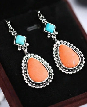 Corral Turquoise Drop Earrings texture-rose-gold  