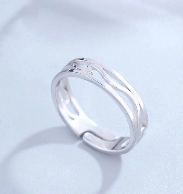Couple Ring Sterling Silver Adjustable Personality Pair