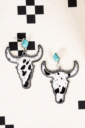 Cow Print Steer Earrings texture-rose-gold  
