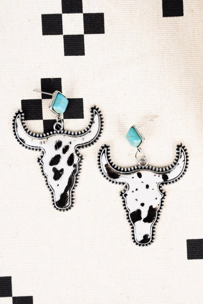 Cow Print Steer Earrings texture-rose-gold  