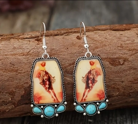 Cowgirl Bronc Earrings texture-rose-gold  