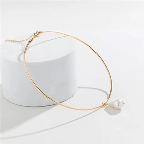 Creative Imitation Pearl Pendant Torques Choker Necklace 