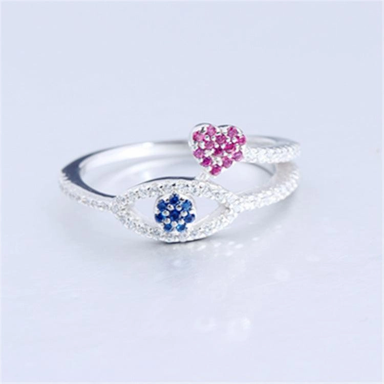 Creative Personalized Inlaid Zirconia Devil's Eye Ring 