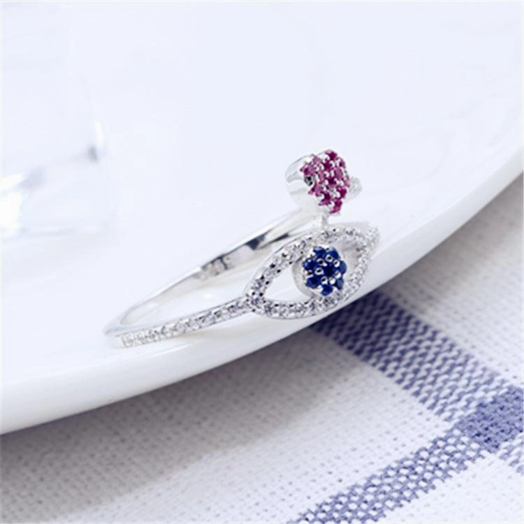 Creative Personalized Inlaid Zirconia Devil's Eye Ring