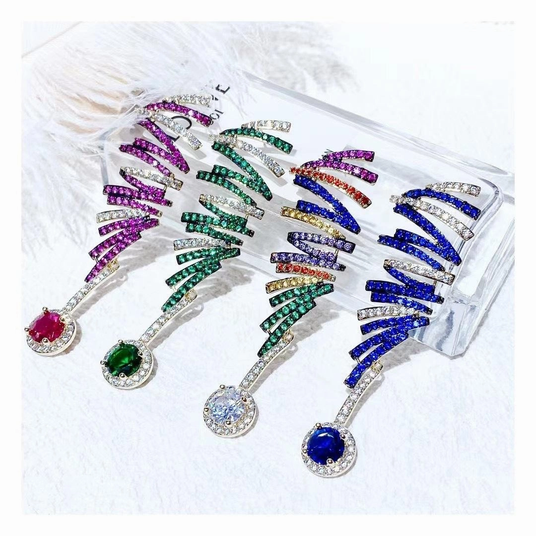 Creative Three-dimensional Color Line Geometric Earrings