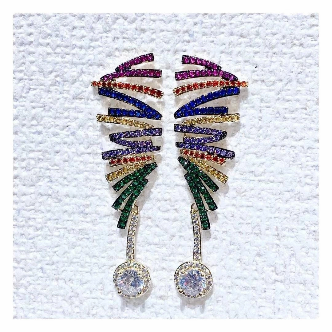Creative Three-dimensional Color Line Geometric Earrings