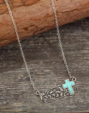 Cross Bar Necklace texture-rose-gold  