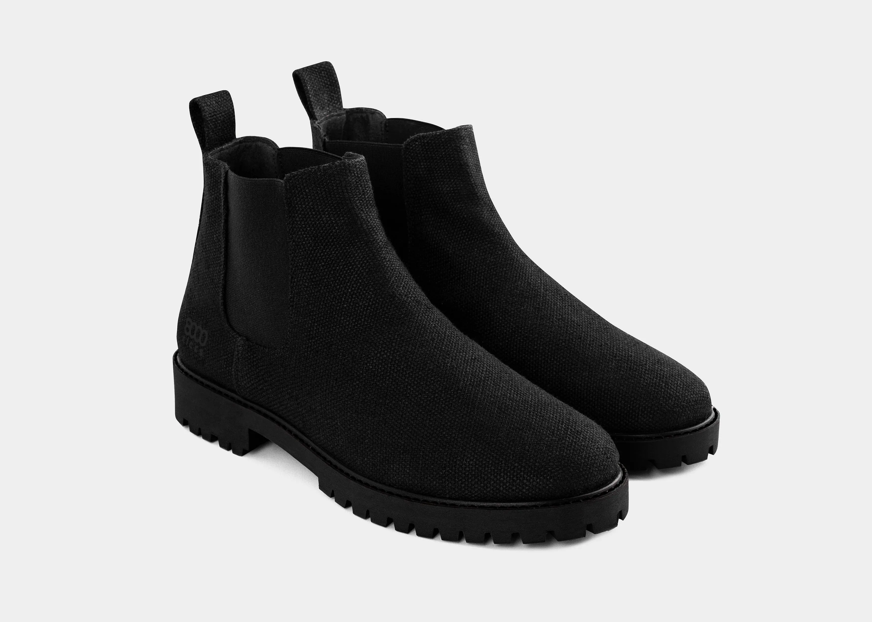 Crossover Damen Vegane Hanf Chelsea Boots | Vollständig Schwarz