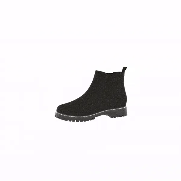 Crossover Damen Vegane Hanf Chelsea Boots | Vollständig Schwarz
