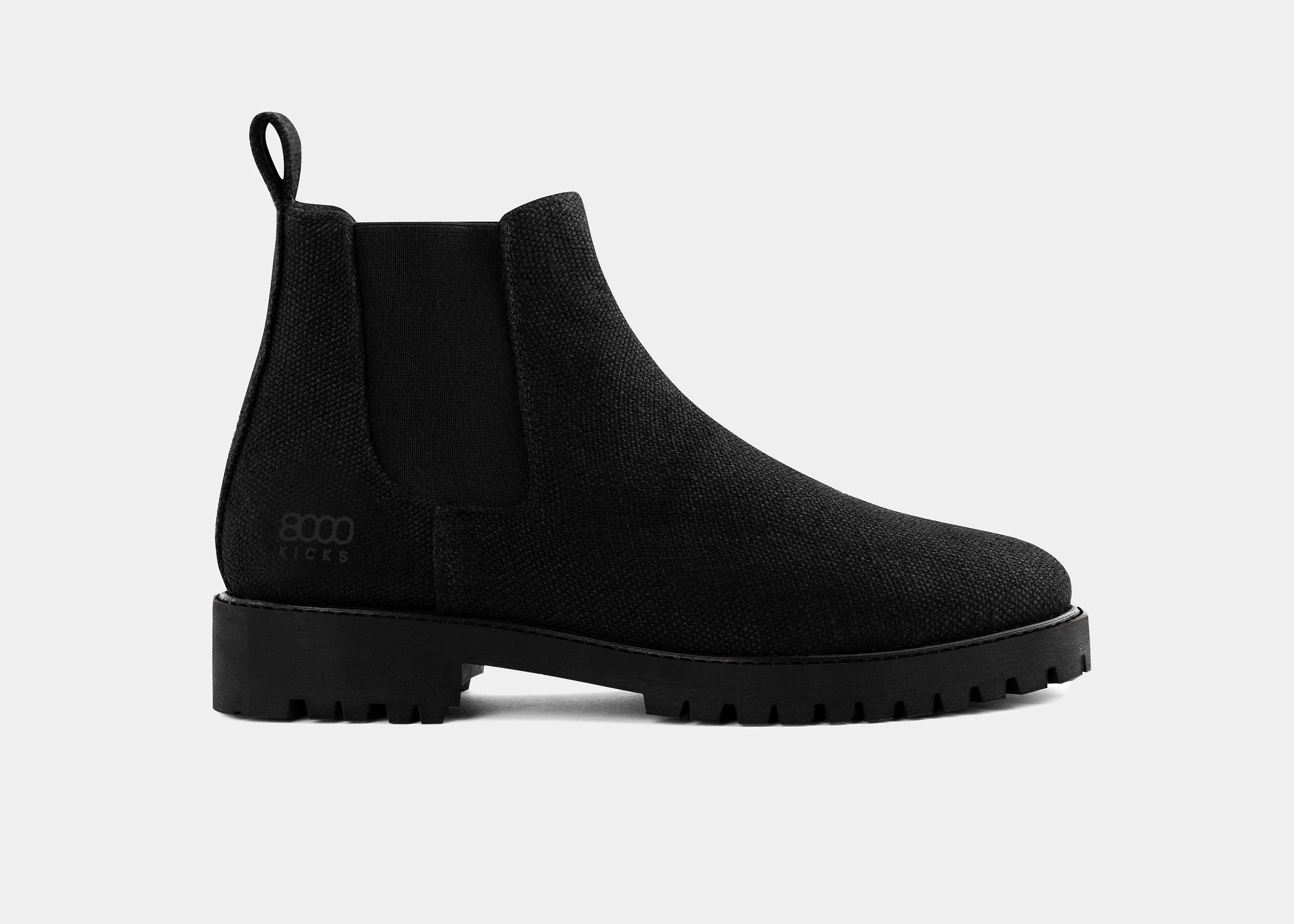 Crossover Damen Vegane Hanf Chelsea Boots | Vollständig Schwarz