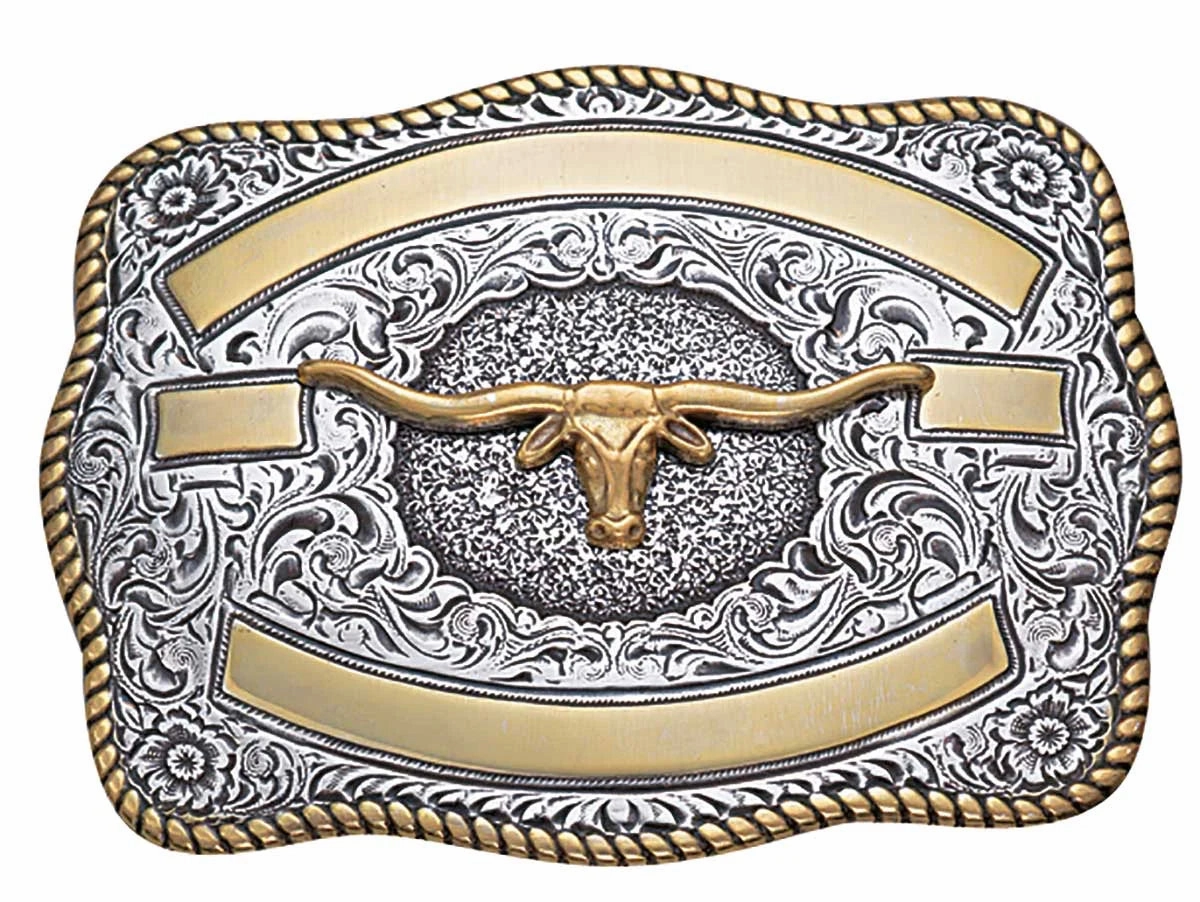 Crumrine Longhorn Belt Buckle texture-rose-gold  
