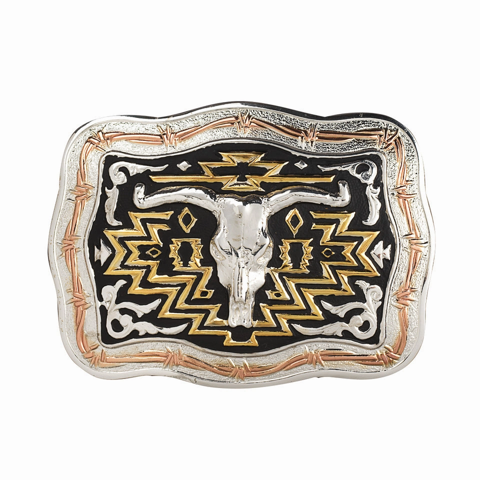 Crumrine Skull  Belt Buckle texture-rose-gold  