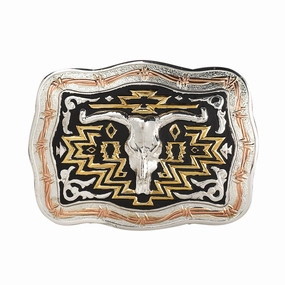 Crumrine Skull  Belt Buckle texture-rose-gold  