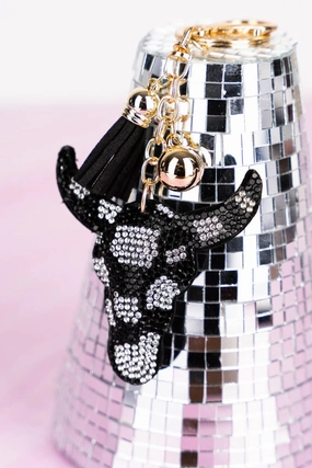 Crystal Encrusted Steer Keychain texture-rose-gold  