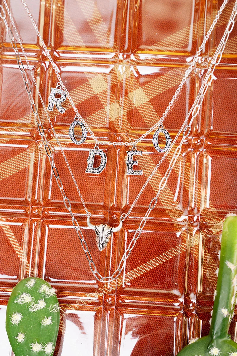 Crystal Rodeo Layered Necklace texture-rose-gold  