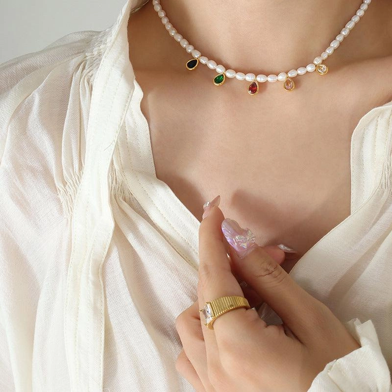 Crystal Stone Cold Simple Necklace