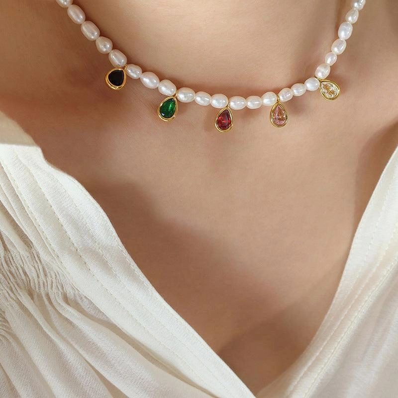 Crystal Stone Cold Simple Necklace