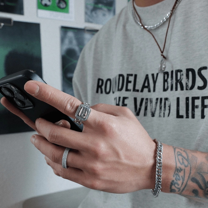 Cuban Chain Ring With Diamond Hip Hop 