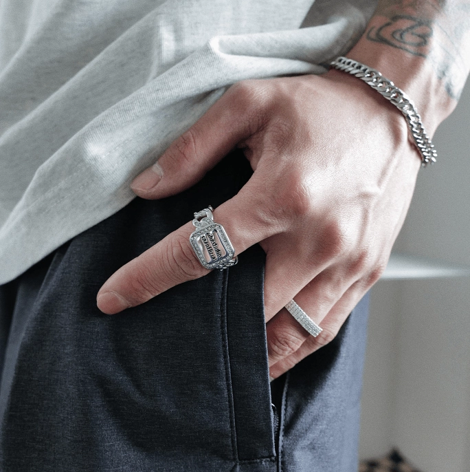 Cuban Chain Ring With Diamond Hip Hop