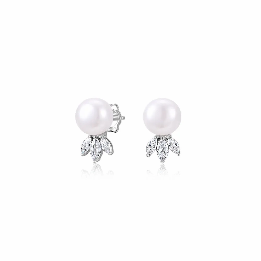 Cultured freshwater pearl stud earrings in sterling silver