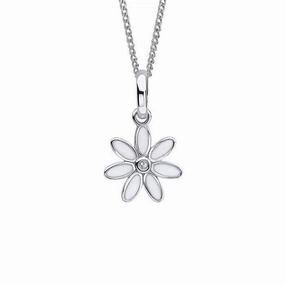 D 4 Diamond Silver Daisy Pendant texture-silver-ornament  