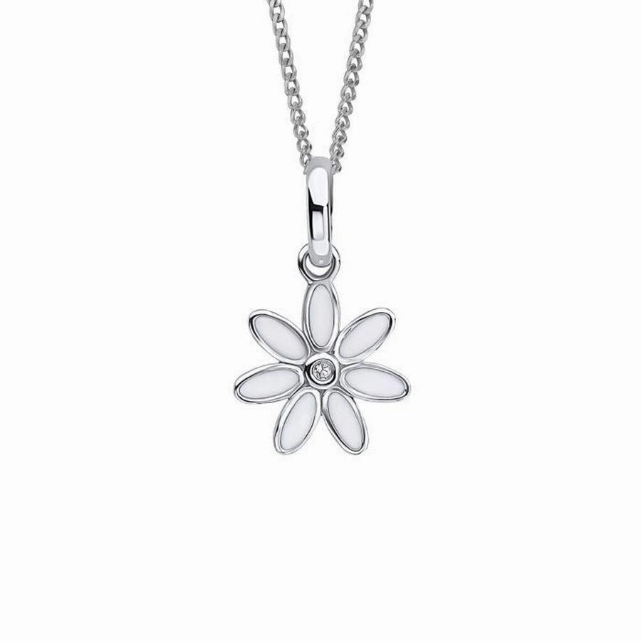 D 4 Diamond Silver Daisy Pendant texture-silver-ornament  